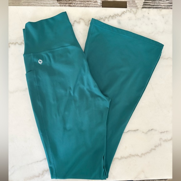 Teal Flared Women's Pants - Picture 4 of 6